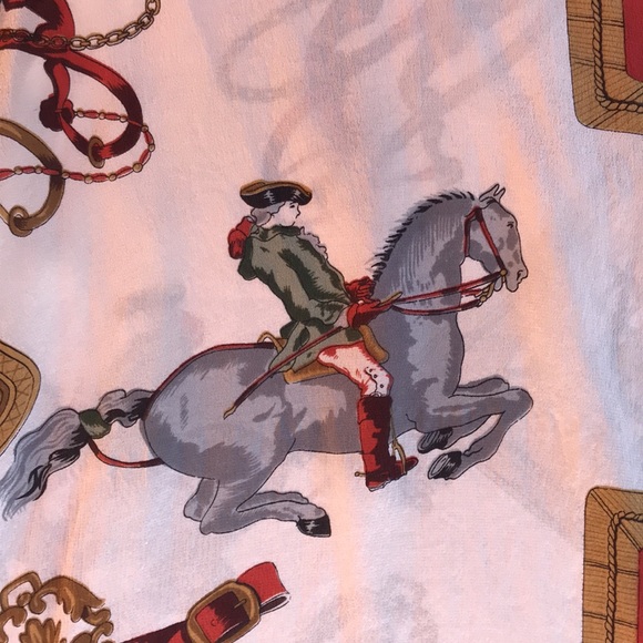 Silk horse patterned blouse L - Picture 2 of 5